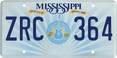 MS license plate ZRC364