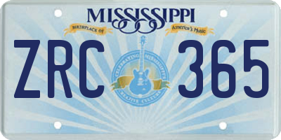 MS license plate ZRC365