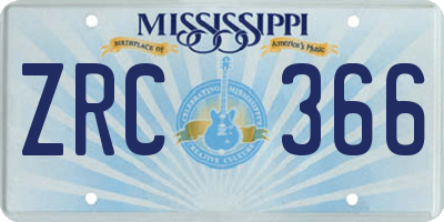 MS license plate ZRC366