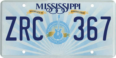 MS license plate ZRC367