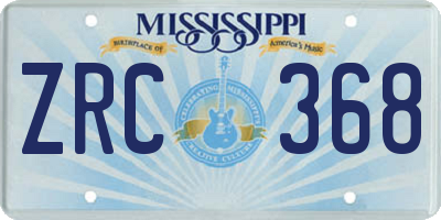 MS license plate ZRC368