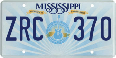 MS license plate ZRC370