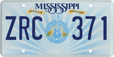 MS license plate ZRC371
