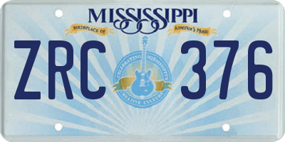 MS license plate ZRC376
