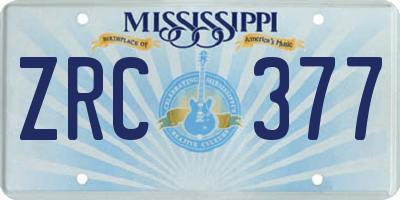 MS license plate ZRC377