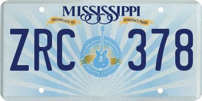MS license plate ZRC378