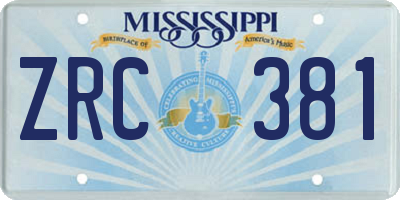 MS license plate ZRC381