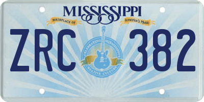 MS license plate ZRC382