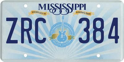 MS license plate ZRC384