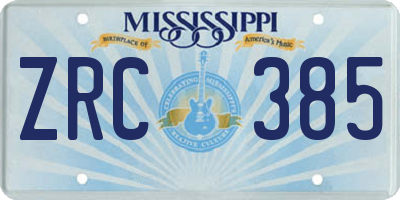 MS license plate ZRC385
