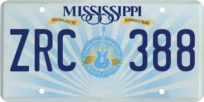 MS license plate ZRC388