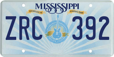 MS license plate ZRC392