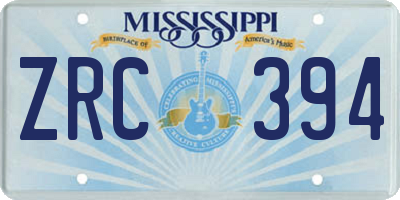 MS license plate ZRC394