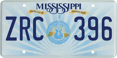 MS license plate ZRC396
