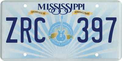 MS license plate ZRC397