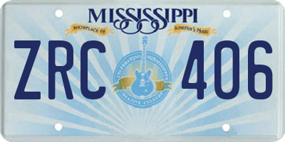 MS license plate ZRC406