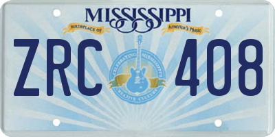 MS license plate ZRC408