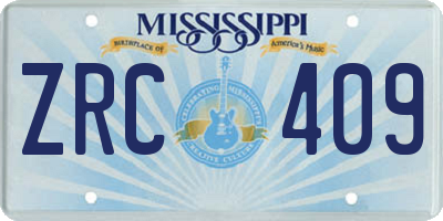 MS license plate ZRC409