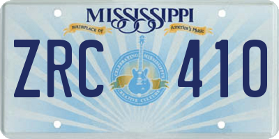 MS license plate ZRC410