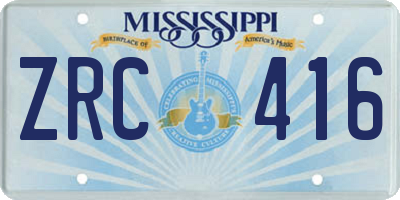 MS license plate ZRC416