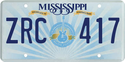 MS license plate ZRC417