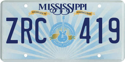 MS license plate ZRC419