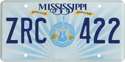 MS license plate ZRC422