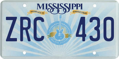 MS license plate ZRC430