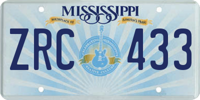 MS license plate ZRC433