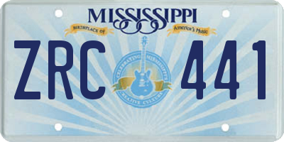MS license plate ZRC441