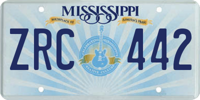 MS license plate ZRC442