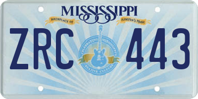 MS license plate ZRC443
