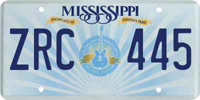 MS license plate ZRC445