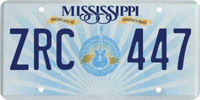 MS license plate ZRC447