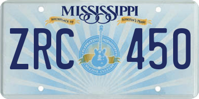 MS license plate ZRC450
