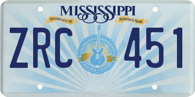 MS license plate ZRC451
