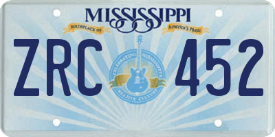 MS license plate ZRC452