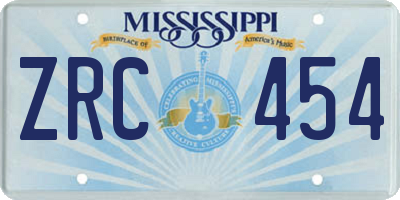 MS license plate ZRC454