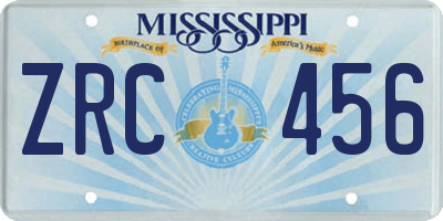 MS license plate ZRC456