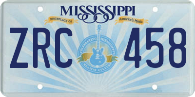 MS license plate ZRC458
