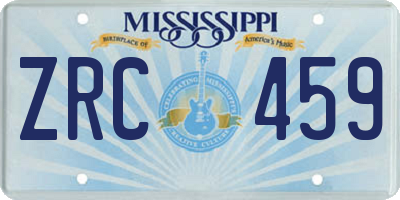 MS license plate ZRC459