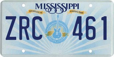 MS license plate ZRC461