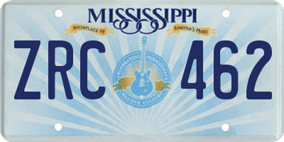 MS license plate ZRC462