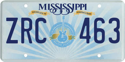 MS license plate ZRC463