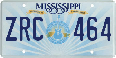 MS license plate ZRC464