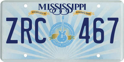 MS license plate ZRC467