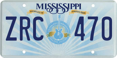 MS license plate ZRC470