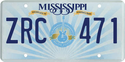 MS license plate ZRC471