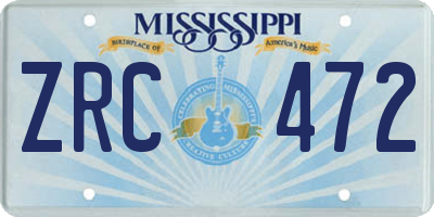 MS license plate ZRC472