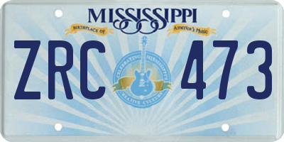 MS license plate ZRC473